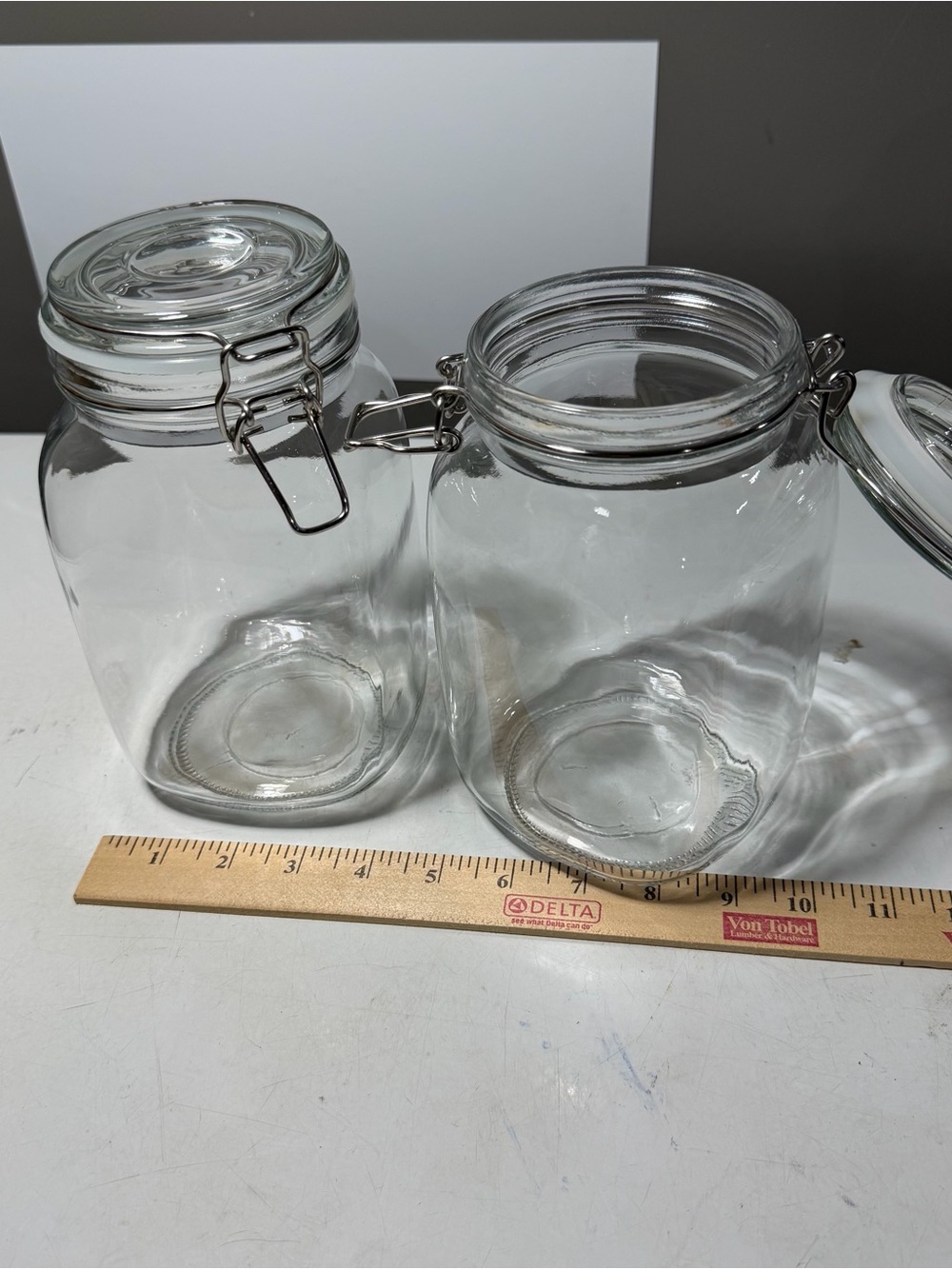 Set of Two Clear Glass Airtight Storage Jars